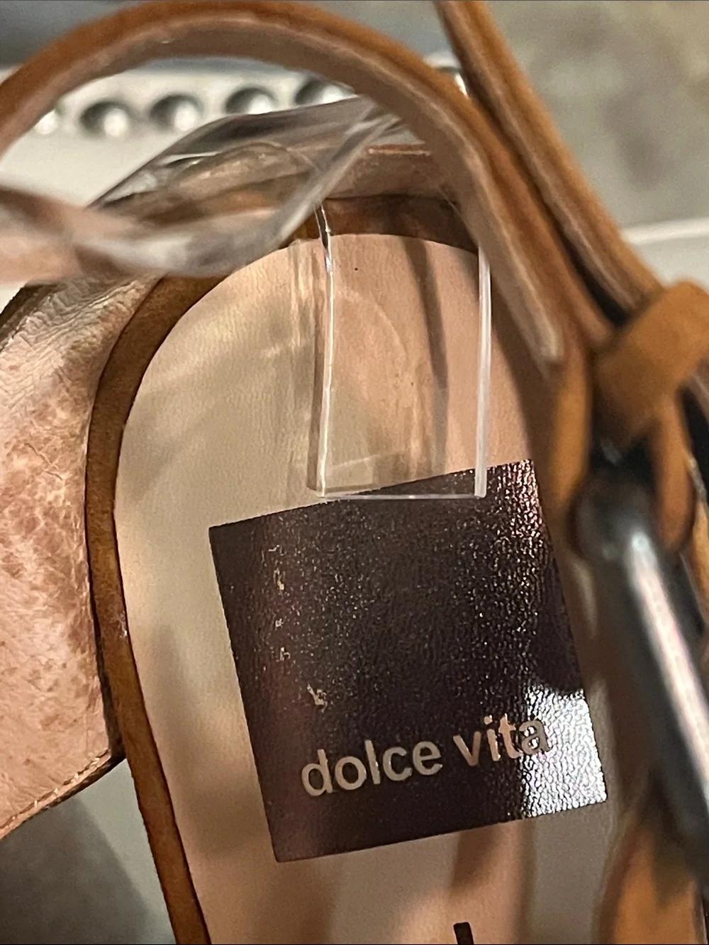 Dolce Vita Brown Suede Platform Sandals with Metallic Block Heel